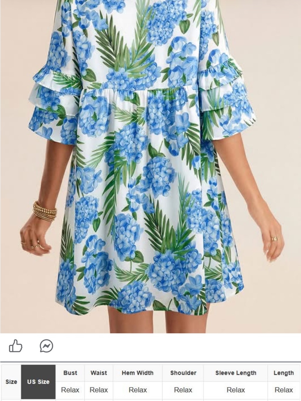 SHEIN White Midi Dress with Blue Floral & Green Leaf Print
